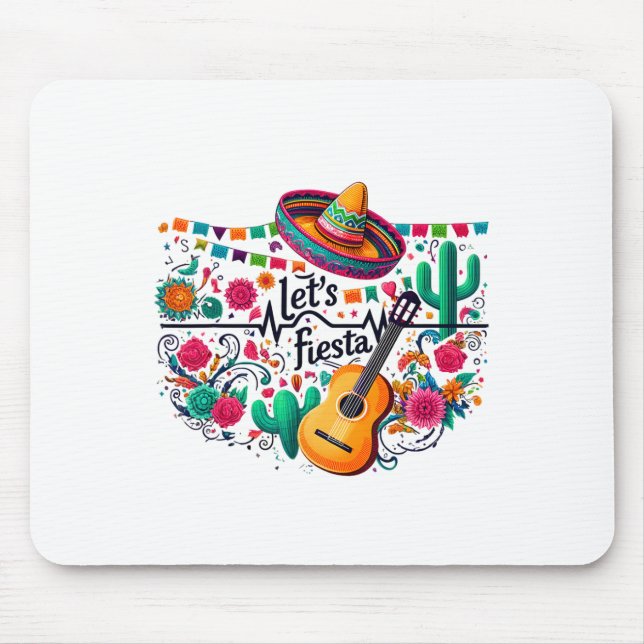 Let's Fiesta Mexican Party Celebration Heartbeat  Mouse Mat (Front)