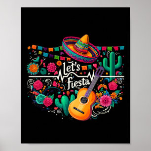 Let's Fiesta Mexican Party Celebration Heartbeat  Poster