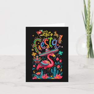 Lets Fiesta Mexican Pink Flamingo Cinco De Mayo An Card