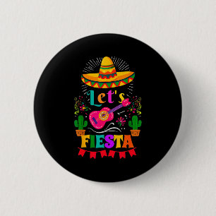 Let's fiesta mexican sombrero cinco de mayo cactus 6 cm round badge