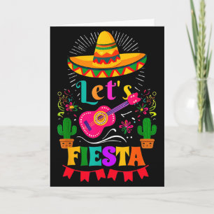 Let's fiesta mexican sombrero cinco de mayo cactus card