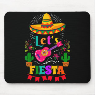 Let's fiesta mexican sombrero cinco de mayo cactus mouse mat