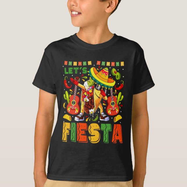 Let's Fiesta Mexican Toco Dabbing Poncho Cinco De  T-Shirt (Front)