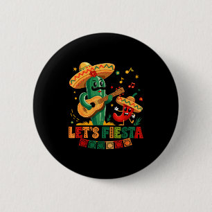 Let's fiesta mexico fiesta taco guitar cactus cinc 6 cm round badge