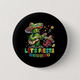 Let's Fiesta Mexico Fiesta Taco Guitar Cactus Cinc 6 Cm Round Badge