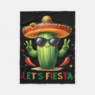 Let's Fiesta Mexico Fiesta Taco Guitar Cactus Cinc Fleece Blanket
