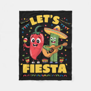 Let's Fiesta Mexico Fiesta Taco Guitar Cactus Cinc Fleece Blanket
