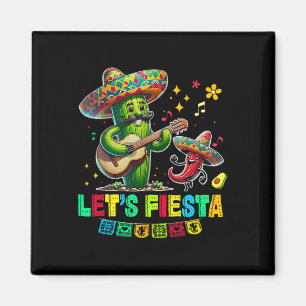 Let's Fiesta Mexico Fiesta Taco Guitar Cactus Cinc Magnet
