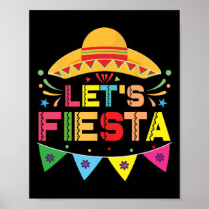 Let's Fiesta Mexico Fiesta Taco Guitar Cinco De Ma Poster