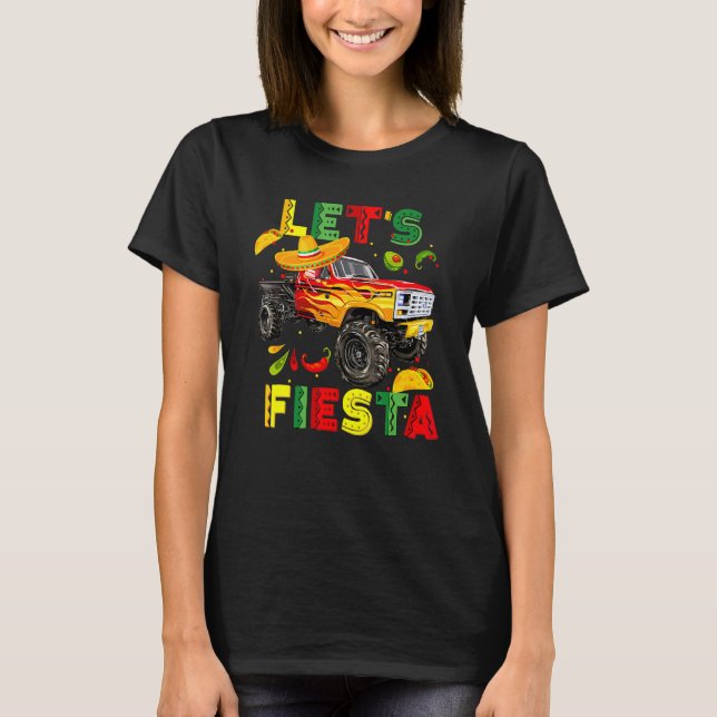 Let's Fiesta Monster Truck Happy Cinco De Mayo Cos T-Shirt (Front)