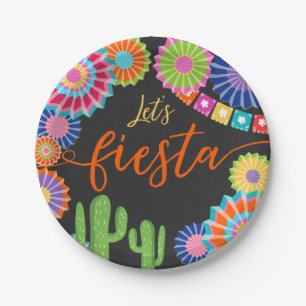 Let's fiesta Paper Plates Mexican Cactus shower