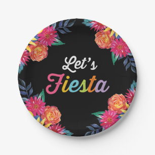 Let's fiesta Paper Plates. Mexican Flowers Paper Paper Plate