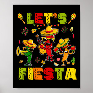 Let's Fiesta Shirt Mexican Party Let's Fiesta Cinc Poster