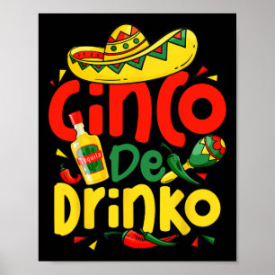Lets Fiesta Squad Cinco Drinko 5 Cinco De Mayo Mex Poster