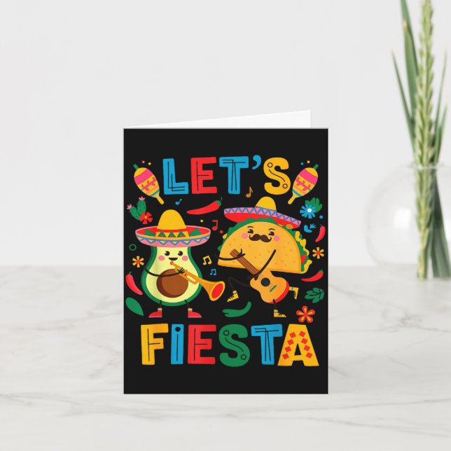 Lets fiesta taco avocado funny cinco de mayo card (Front)