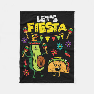 Lets Fiesta Taco Avocado Funny Cinco De Mayo Mexic Fleece Blanket