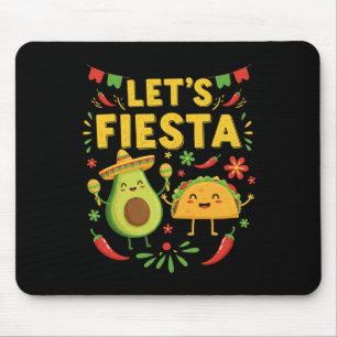 Lets Fiesta Taco Avocado Funny Cinco De Mayo Mexic Mouse Mat