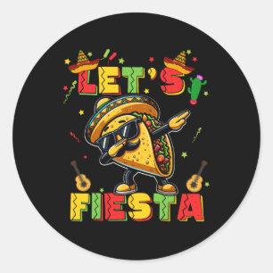 Let's Fiesta Taco Cinco De Mayo Boys Men Kids Mexi Classic Round Sticker