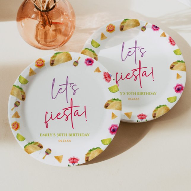 Let's Fiesta Taco Mexican Fiesta Birthday Party Paper Plate (Creator Uploaded)