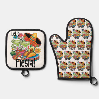 "Let's Fiesta!" Tacos & Margaritas Oven Mitt & Pot Holder Set