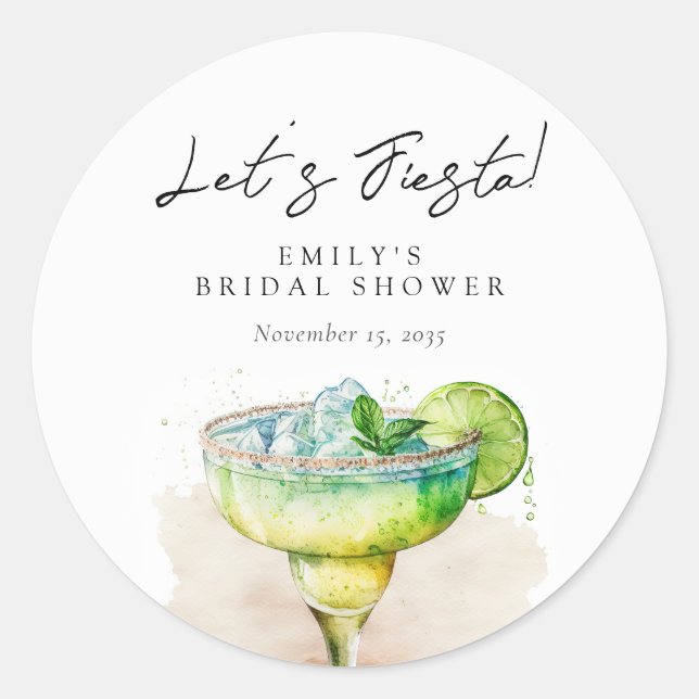 Let's Fiesta Tequila Bridal Shower Classic Round Sticker (Front)