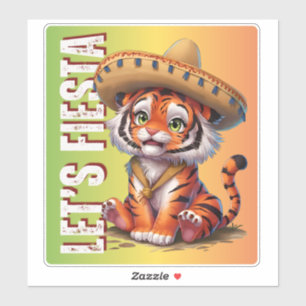 Let's Fiesta - Tiger Cinco de Mayo Sticker