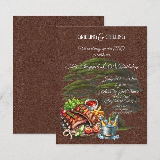 Let's Fire Up the Grille 60th Birthday Invitation (Front/Back)