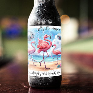 Let's Flamenco! Birthday Beach Bash Beer Bottle Label