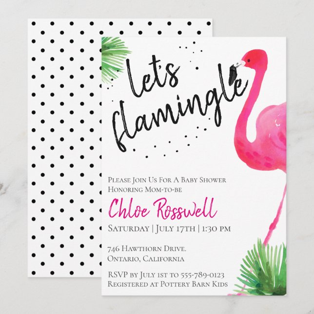 Let's Flamingle Baby Shower Invitation (Front/Back)