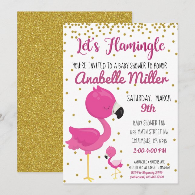Let's Flamingle Baby Shower Invite (Front/Back)