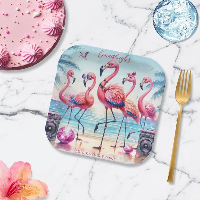 Let's Flamingle Beach Party Birthday Paper Plate (Creator Uploaded)