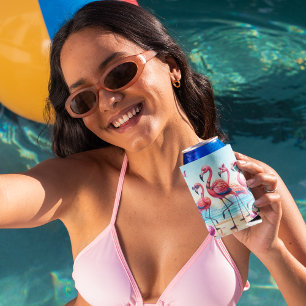 Let's Flamingle Beach Party Can Cooler
