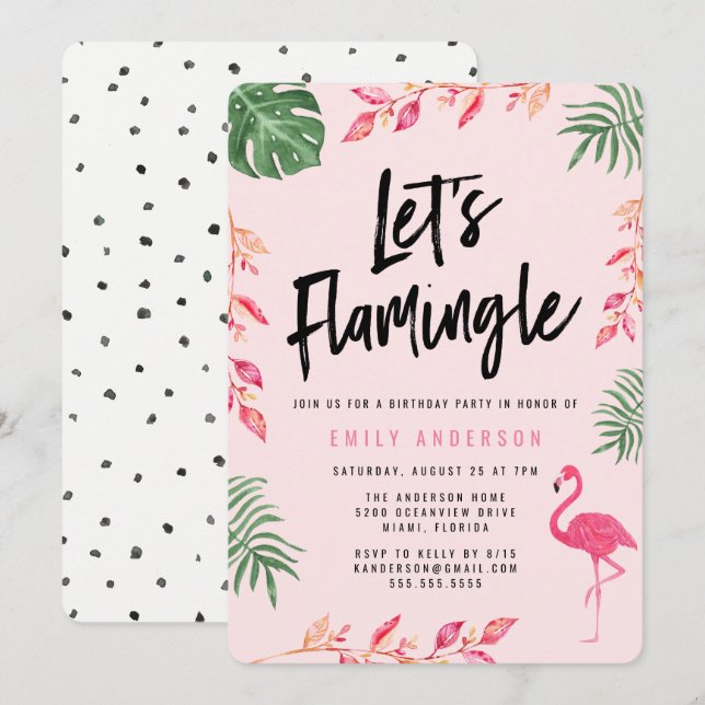 Let's Flamingle | Birthday Party Invitation (Front/Back)