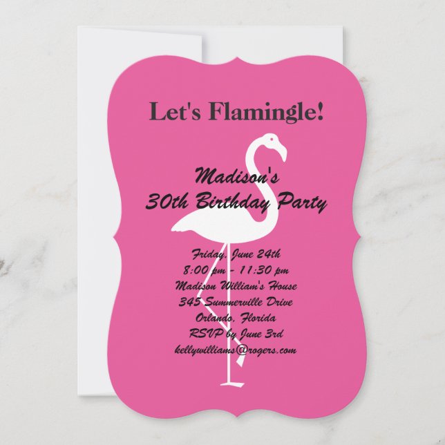Let's Flamingle Birthday Party Invitation- Fuchsia Invitation (Front)