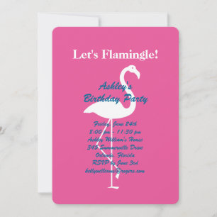 Let's Flamingle Birthday Party Invitation- Pink Invitation