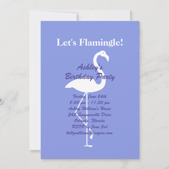 Let's Flamingle Birthday Party Invitation - Purple (Front)