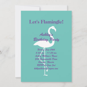 Let's Flamingle Birthday Party Invite - Turquoise