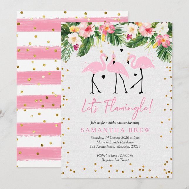 Let's Flamingle Bridal Shower Invitation (Front/Back)