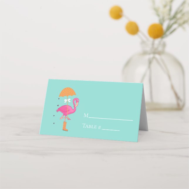 Let's Flamingle Bridle Baby Shower Party Escort Place Card (Front)