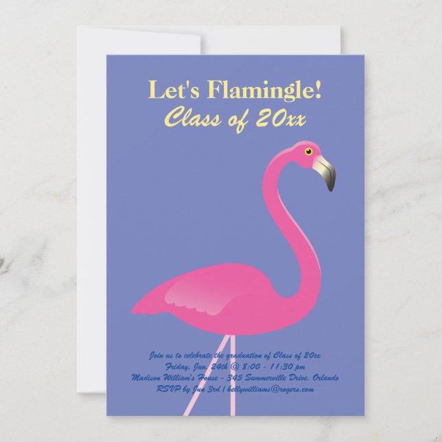 Let's Flamingle! Class of 2019 Party - Purple Invitation (Front)
