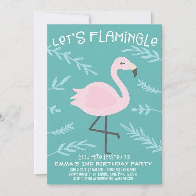Let's Flamingle Cute Flamingo Pastel Invitation (Front)