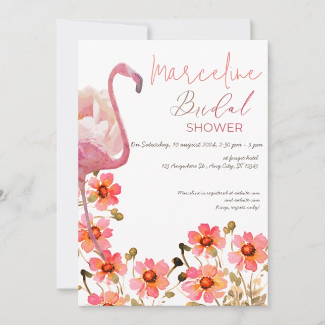 Let's Flamingle Floral Bridal Shower Invitation (Front)