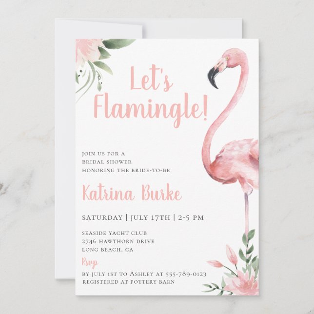 Let's Flamingle Floral Bridal Shower Invitation (Front)