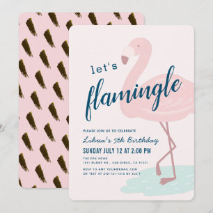 Let's Flamingle Framingo Girl Pink Birthday Invitation