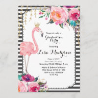 Let's Flamingle Graduation Party Invitation Pink