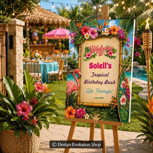 Let's Flamingle Luau Tropical Beach Welcome Sign  (Creator Uploaded)