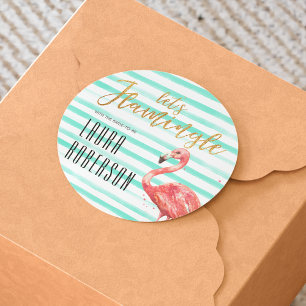 Let's Flamingle Mint Watercolor   Bridal Shower Classic Round Sticker