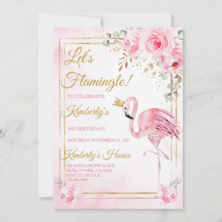 Let's Flamingle Modern Flamingo Birthday Party Invitation