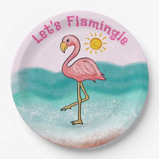 Let's Flamingle Paper Plate (Front)