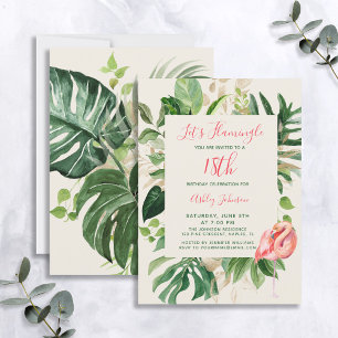 Let's Flamingle Pink 18th Tropical Birthday Party Invitation